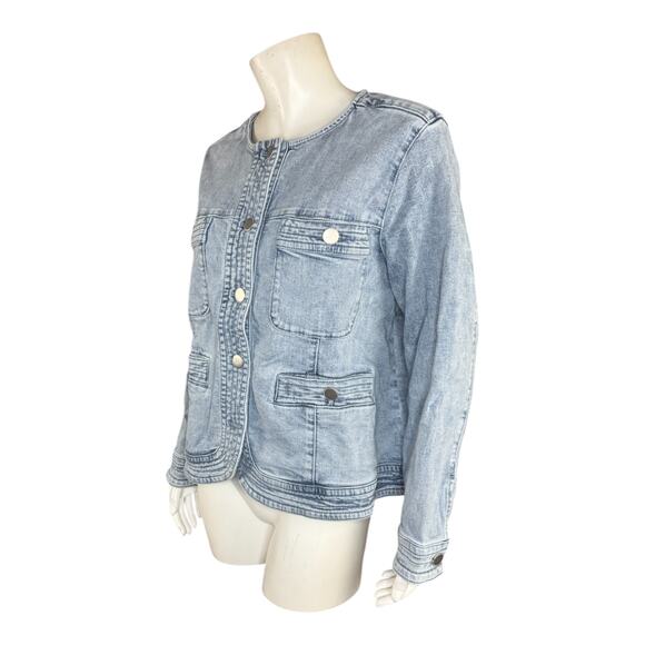 Studio Park X Amy Stran Denim Lady Jacket Light Wash Medium Fall Button Front - Picture 5 of 15